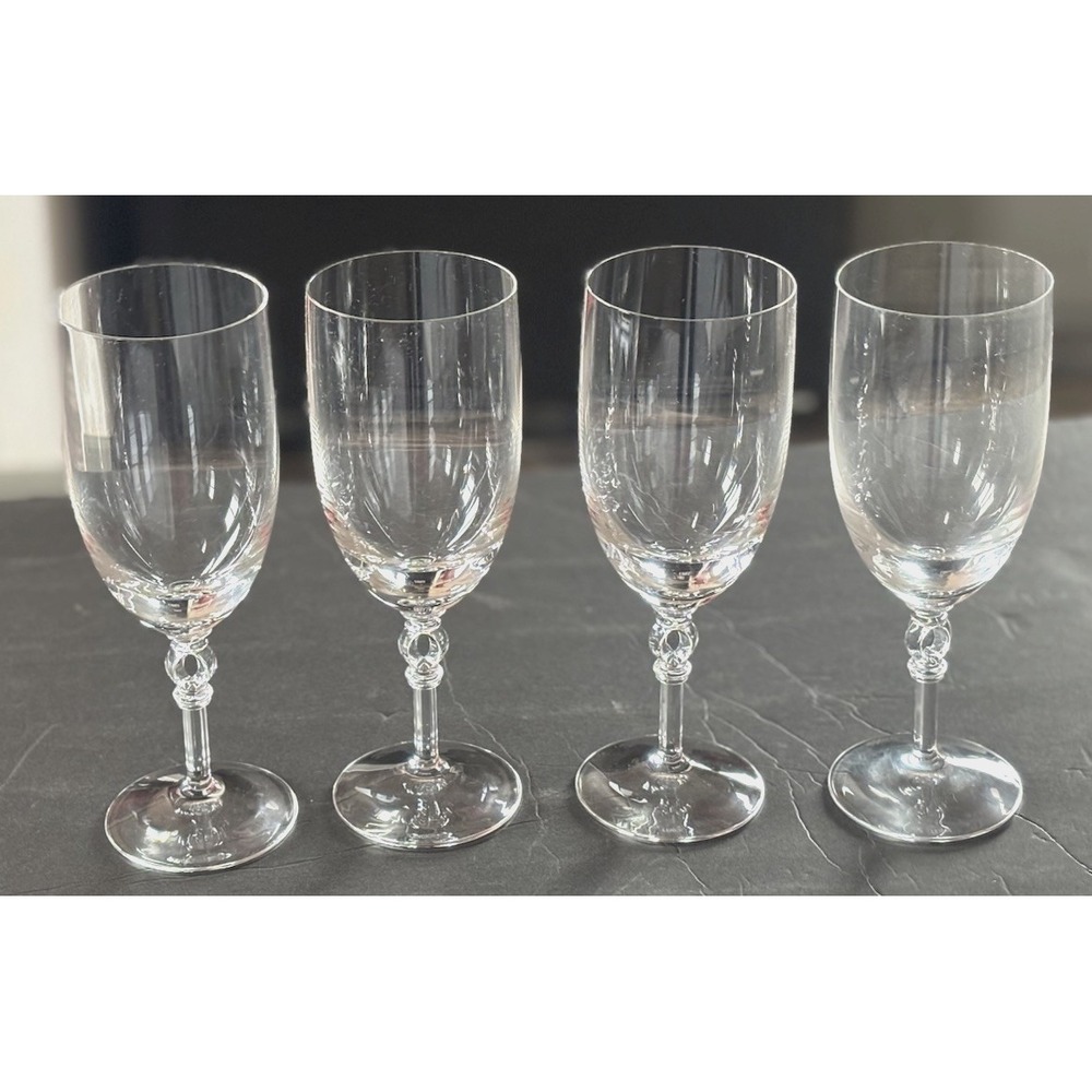 Set of 4 Lenox Wine Glasses Pierced Stem Tea Beverage Water Innocence Crystal